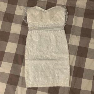 White tube top lace dress